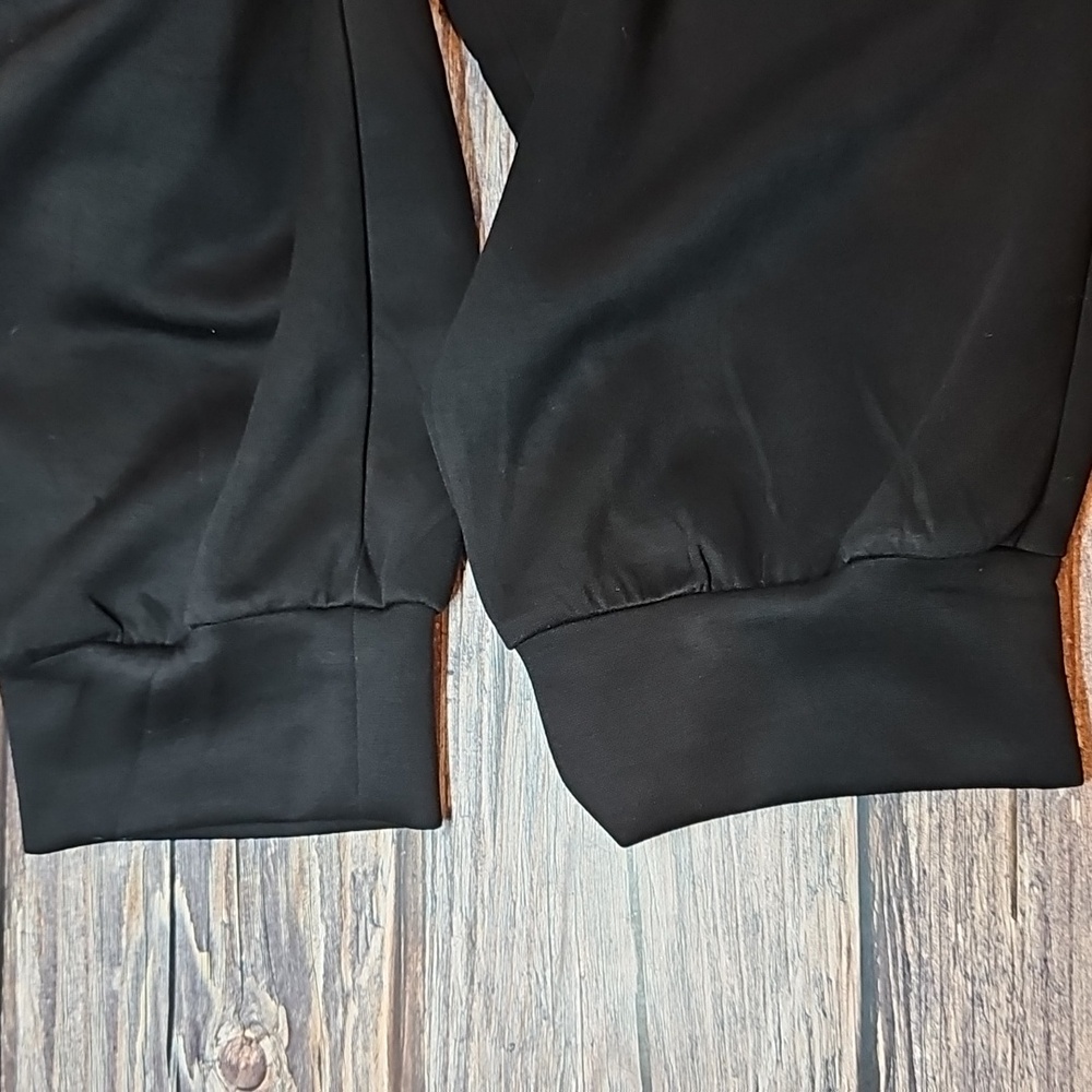NEW PINSPARK BLACK DRAWSTRING WIDE LEG JOGGERS - Picture 8 of 12